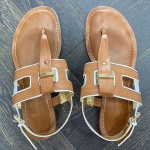 Tommy Hilfiger Tan T-Strap Sandals Size 7